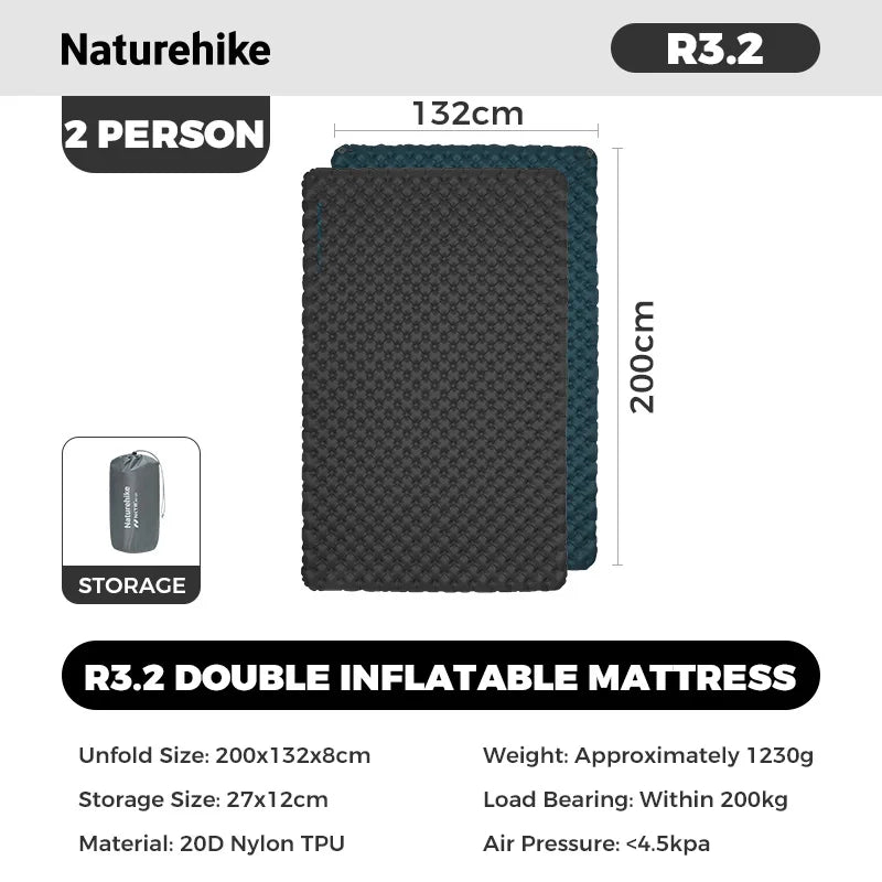 Naturehike Tuye R3.2 Ultra-Light Two-Person Inflatable Mattress Outdoor Travel Hiking Camping Sleeping Pad CNK2650WS040