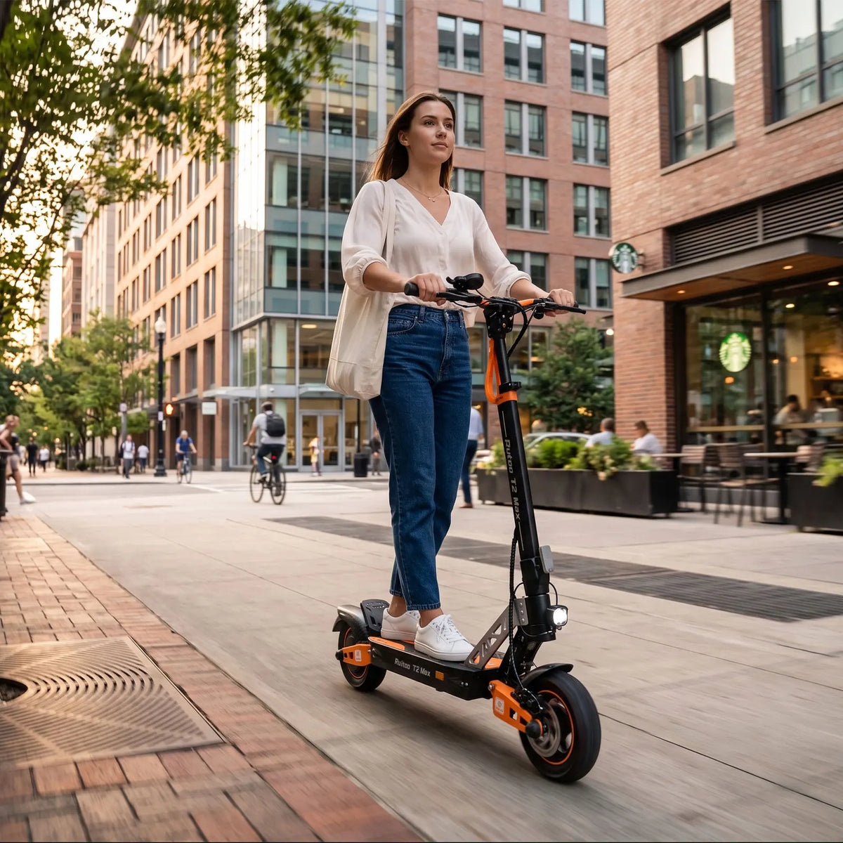 1000W Adult Electric Scooter, 48V 18.2Ah Battery, Up to 34 MPH, 34 Miles Range, 10" Tires, Foldable Commuter Scooter