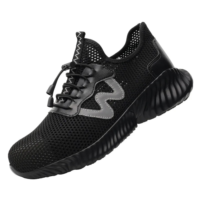 Fashion Men's Work Sneakers Mesh Breathable Safety Shoes Men Steel Toe Work Shoe Anti-smashing