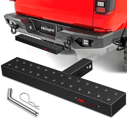 Nilight Hitch Step with 2" Hitch Receiver Rear Bumper Guard Protector 23.5 Inch with 5/8" Hitch Pin Clip Upgraded Textured Black Anti Slip Hitch Step Bar for Pickup Truck Car SUV