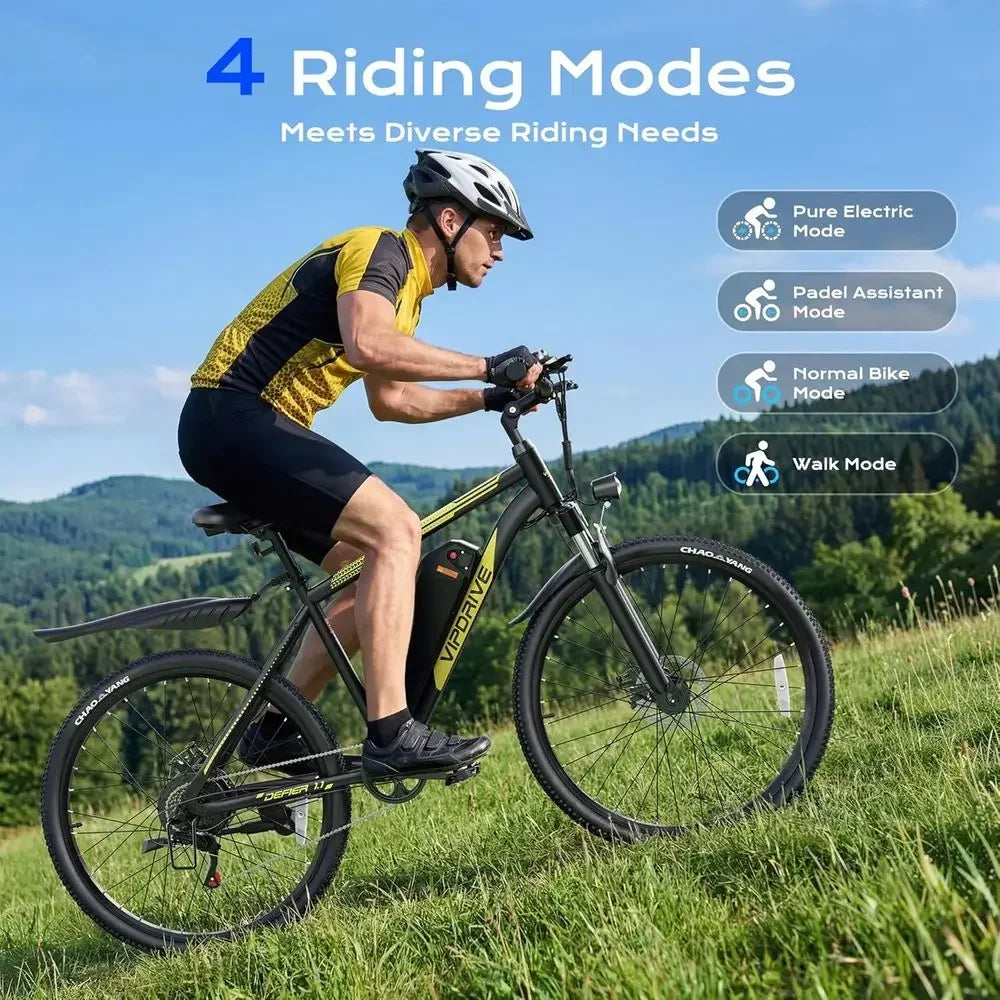 750W Peak Motor Adult Electric Mountain Bike, 22 MPH, 48V, 50 Miles Range, 24/26 Wheels, 7-Speed, Front Suspension