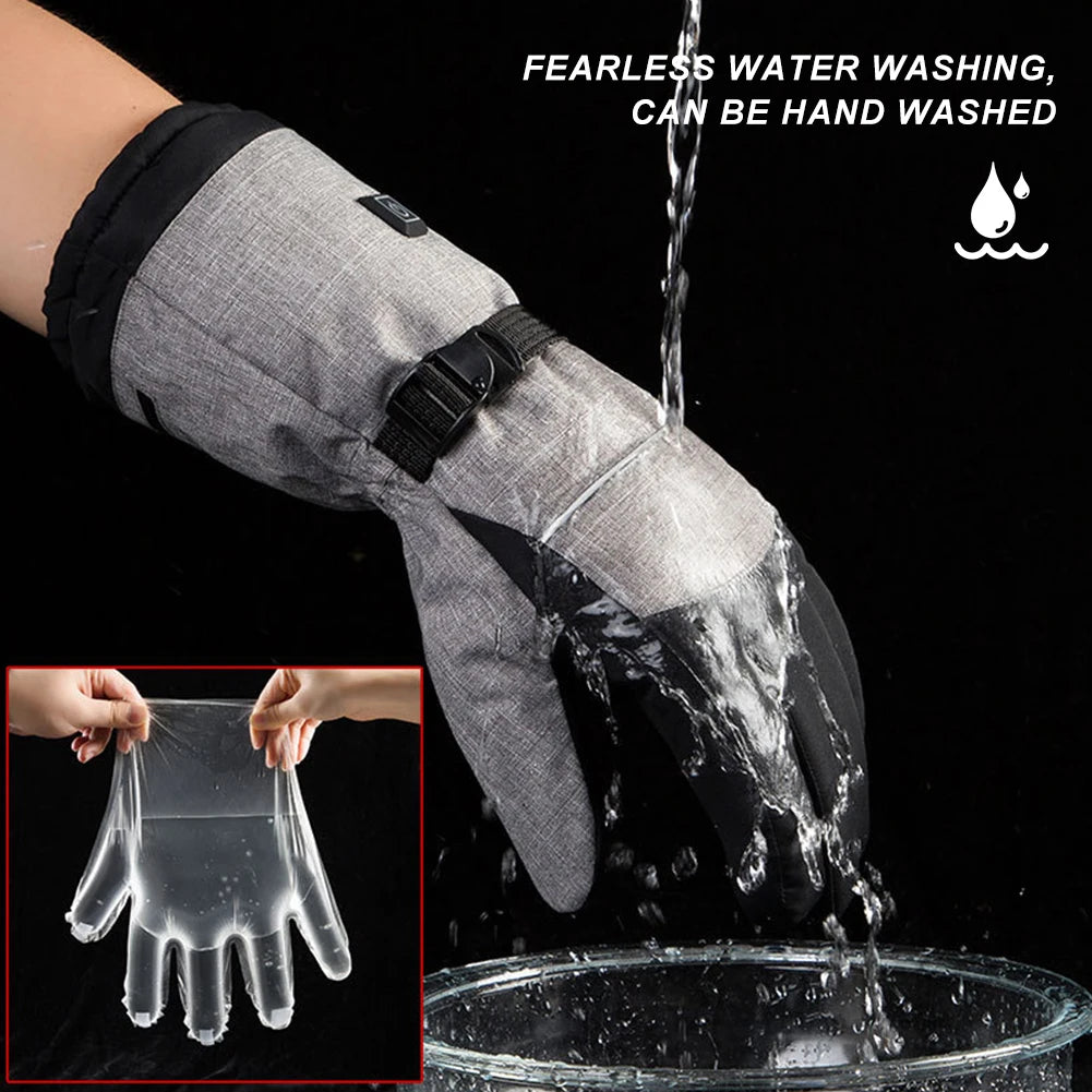 1Pair Heated Gloves Thermal Electric Hand Warmer 5000mAh Battery Waterproof Anti-Slip for Outdoor Climbing Hiking Skiing Cycling