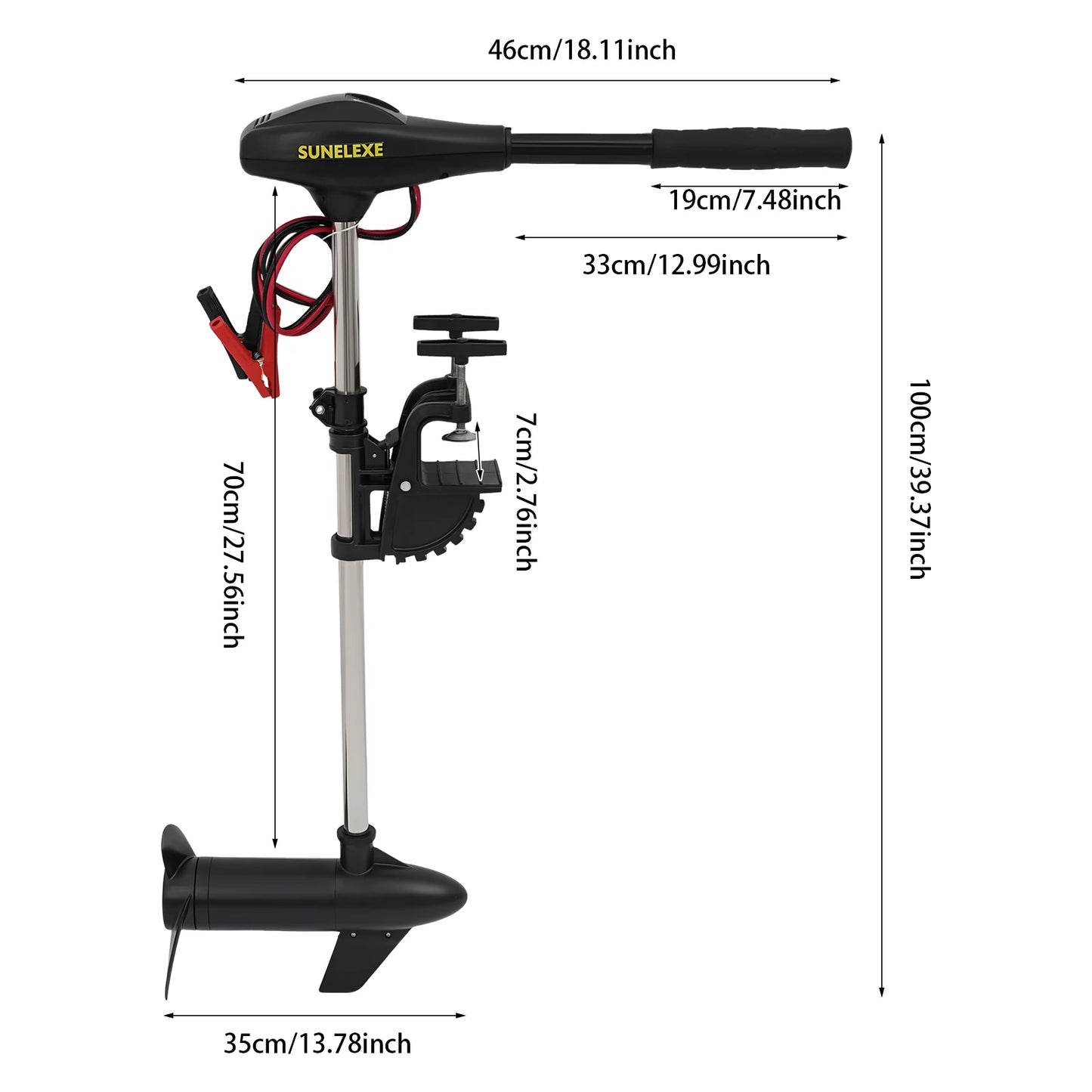 Powerful 40lb Thrust Electric Trolling Motor, 5 Forward Speeds, Adjustable & Durable for Fishing & Inflatable Boats