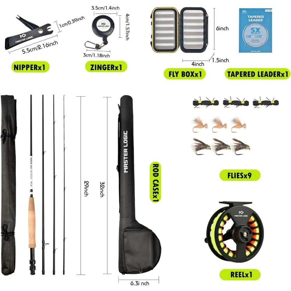 Complete Fly Fishing Starter Kit with Graphite Rod, Aluminum Reel, and Accessories for Beginners