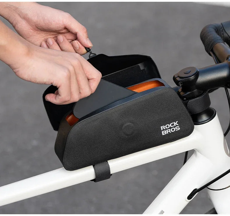 ROCKBROS Bike Top Tube Bag Magnetic Waterproof TPU Bike Frame Front Pack Mountain Bike Riding Storage Bag Cycling Accessories