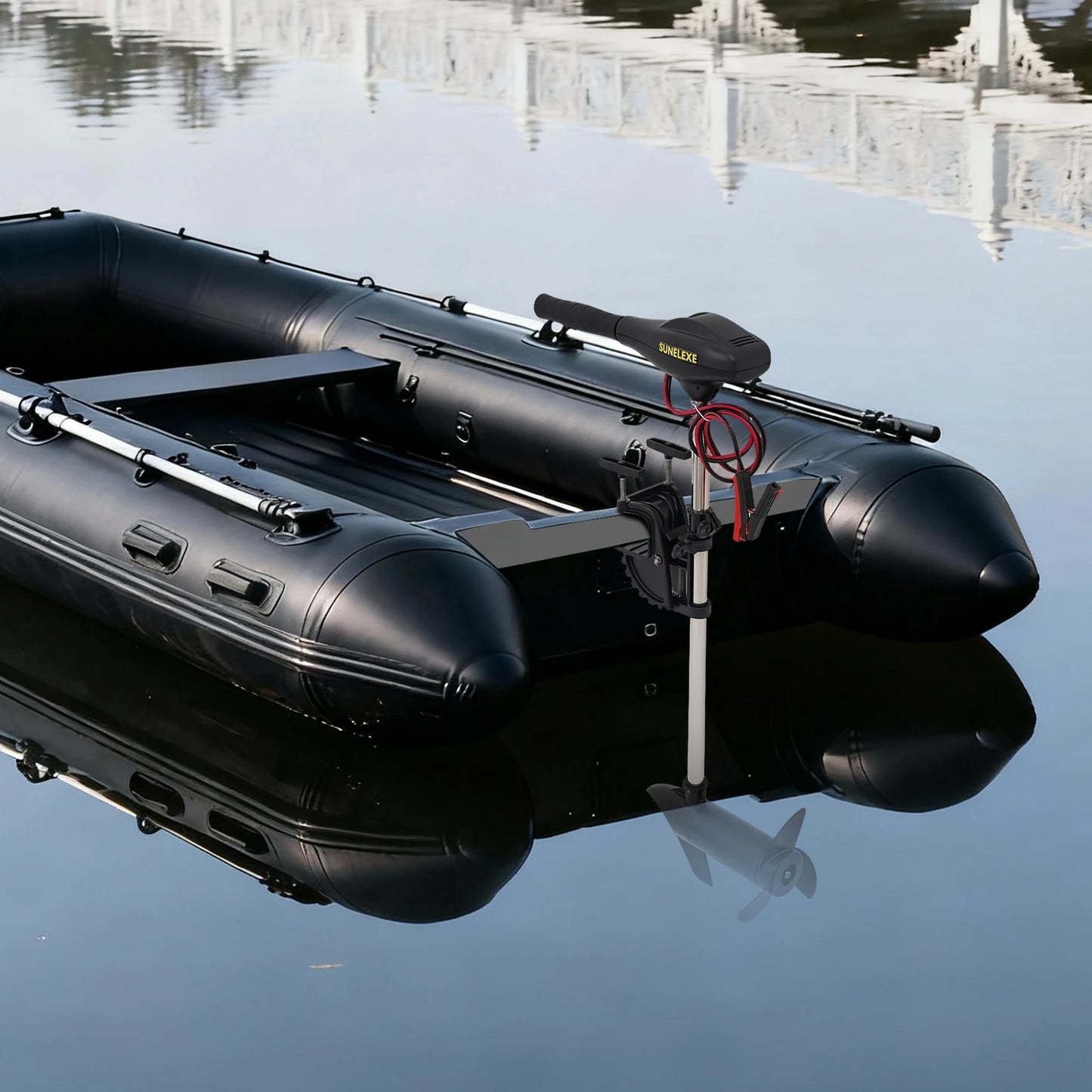 Powerful 40lb Thrust Electric Trolling Motor, 5 Forward Speeds, Adjustable & Durable for Fishing & Inflatable Boats