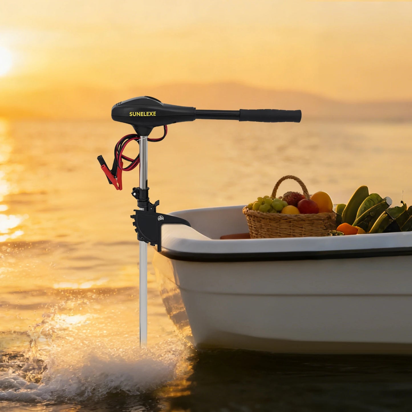 Powerful 40lb Thrust Electric Trolling Motor, 5 Forward Speeds, Adjustable & Durable for Fishing & Inflatable Boats