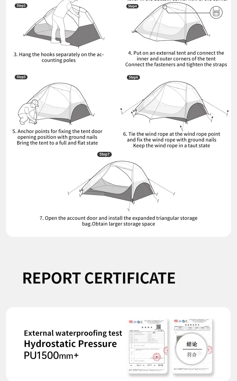 Naturehike Star River UL Camping Tent 2 People Tent 15D Nylon Ultralight Hiking Double Layer Backpacking Travel Tent 3 Seasons