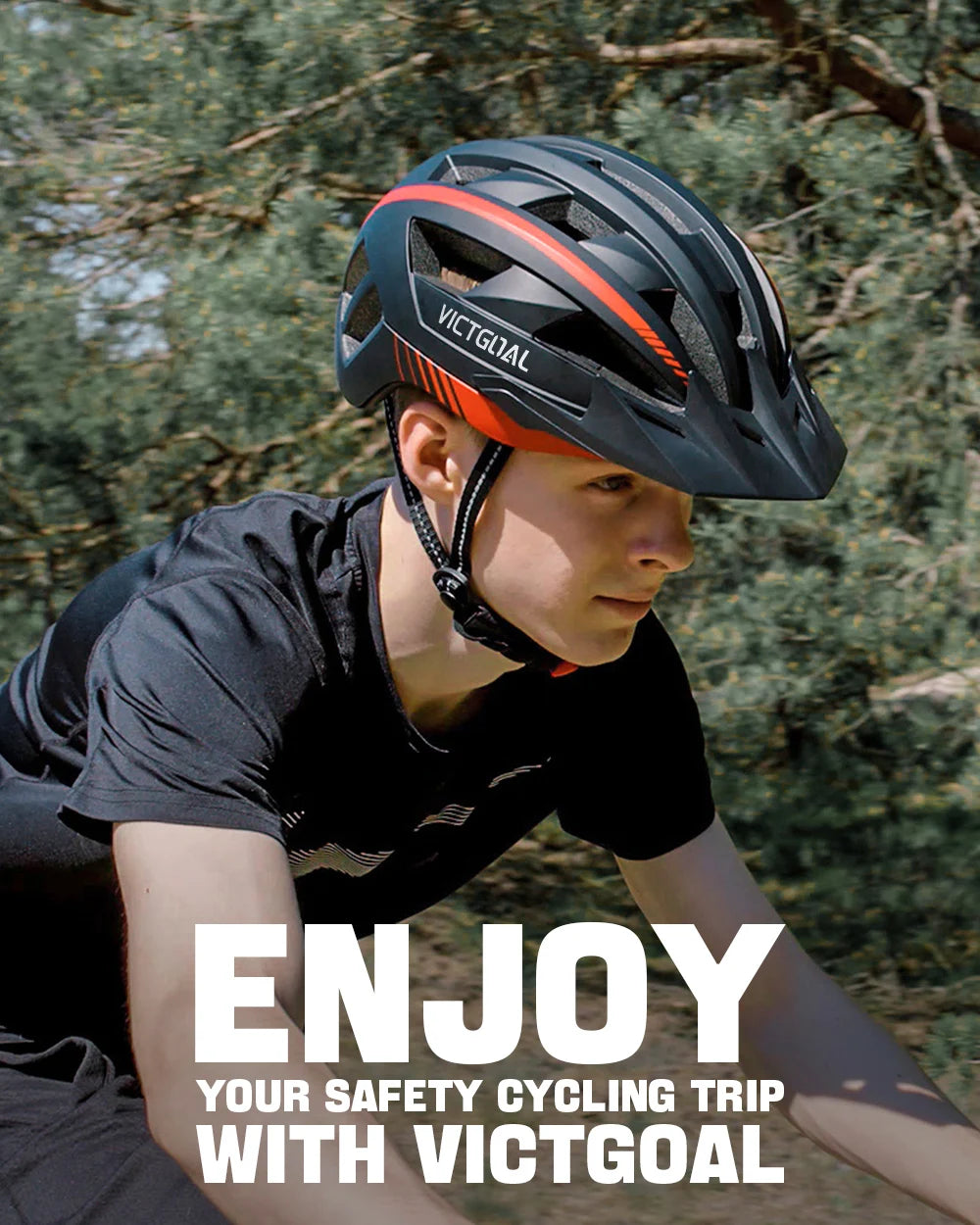 VICTGOAL Adults Mountain Bike Helmets with Goggles Visor Men Women USB Rear Light Bicycle Safety Caps Road Bike Electric Scooter Cycling Helmets