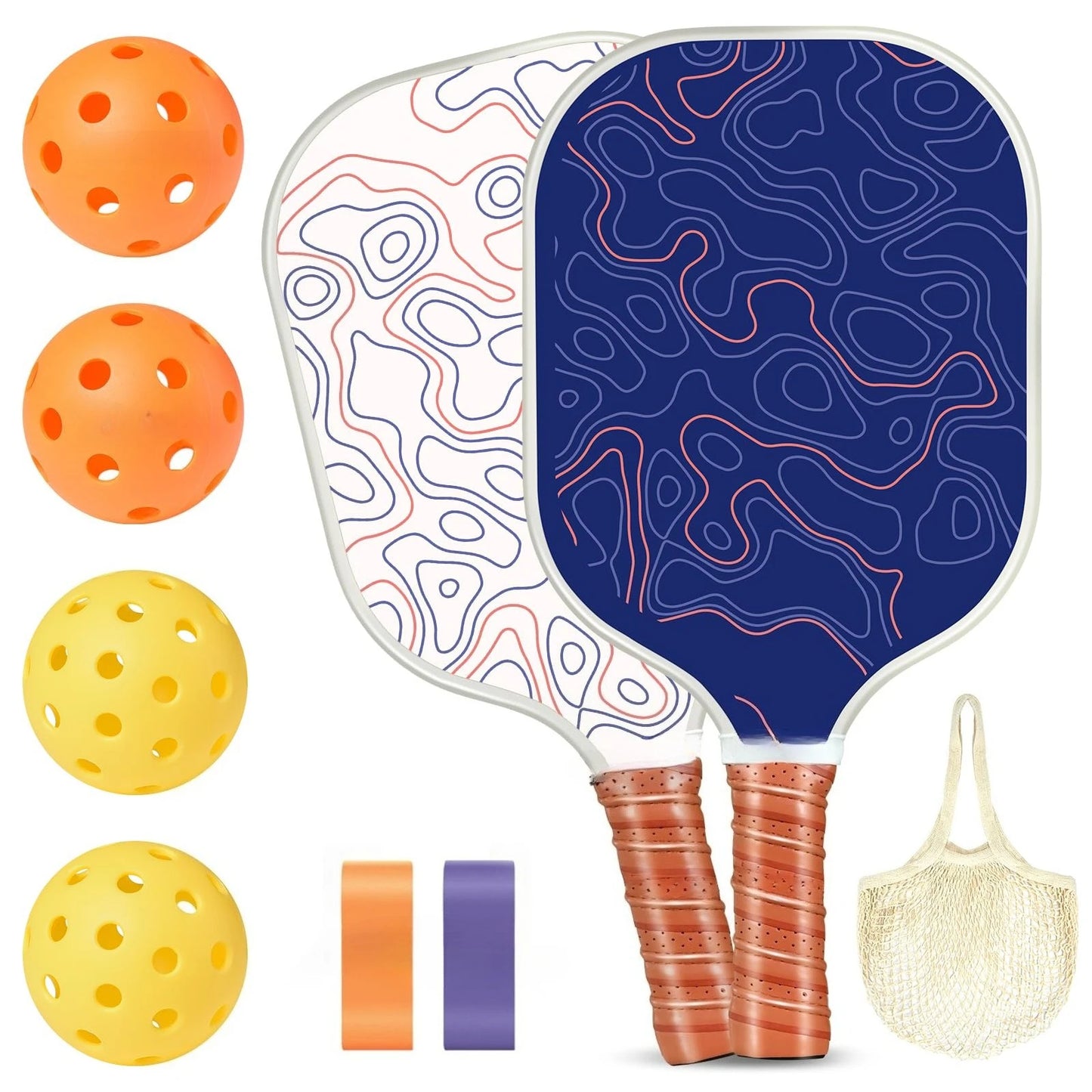 2 Pack 4 Pack USAPA Approved Fiberglass Pickleball Paddles Set With Polypropylene Honeycomb Core Lightweight Rackets Equipped With Pickleball Balls And Storage Carry Bag For Beginners Men Women Indoor Outdoor Court Training R