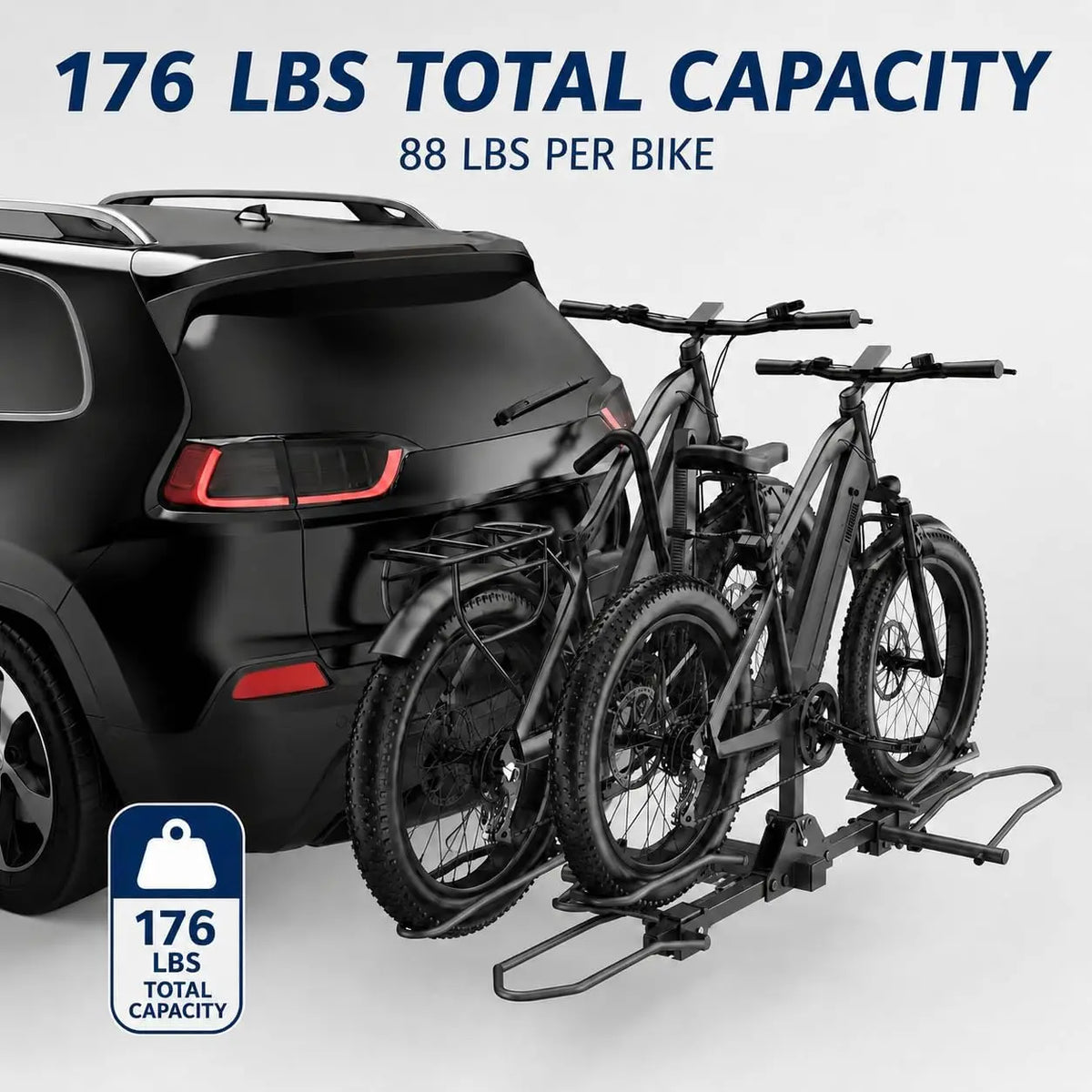 2 Bike Hitch Mount Bike Rack Easy to Install Bicycle Carrier for SUV Car Truck 176 LBS  2" Receiver Heavy-Duty Steel Mountain Road Bike Holder for SUVs and trucks