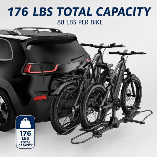 2 Bike Hitch Mount Bike Rack Easy to Install Bicycle Carrier for SUV Car Truck 176 LBS  2" Receiver Heavy-Duty Steel Mountain Road Bike Holder for SUVs and trucks