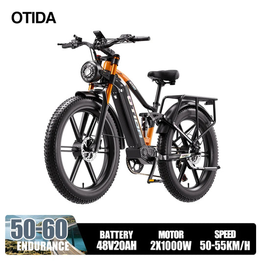 OTIDA NEW RX80 2000W 55KM/H Dual Motors Electric Bicycle 48V20AH Lithium Battery 26 Inch 4.0 Fatbike Electric Bike For Adults
