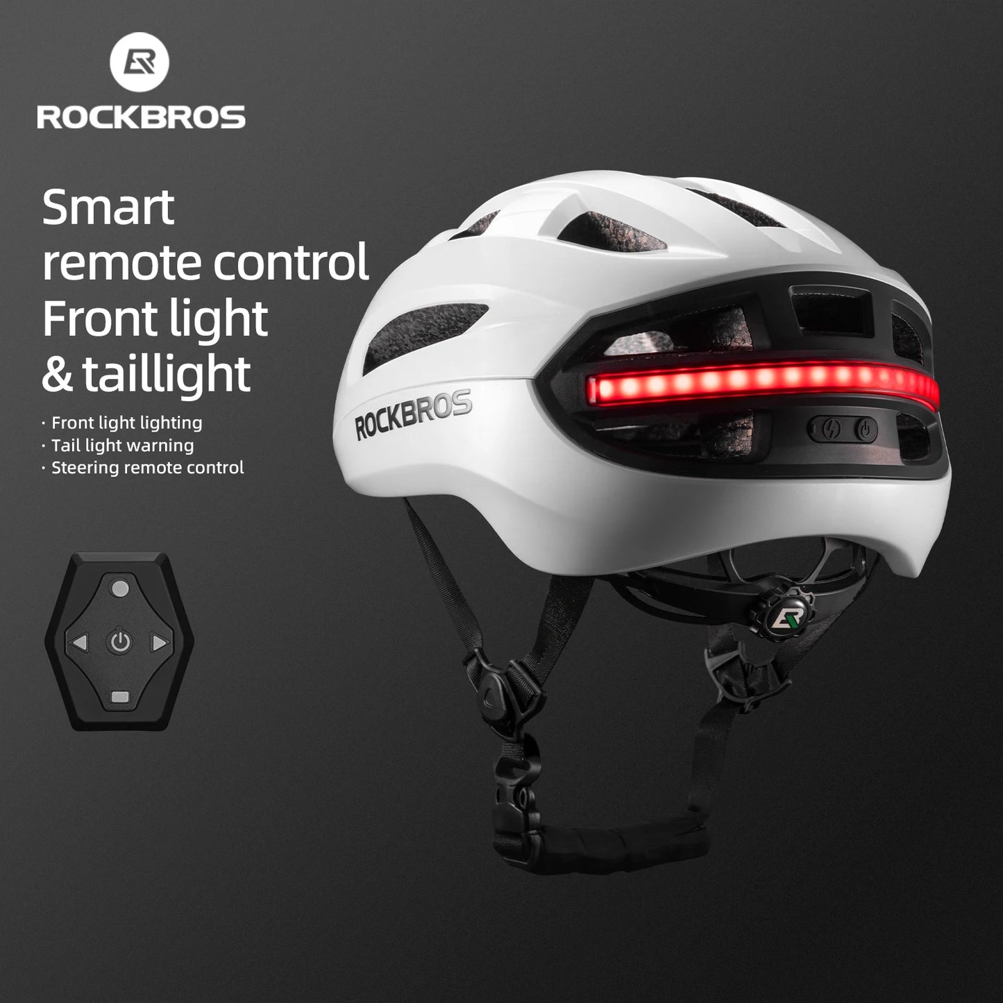 ROCKBROS Bike Helmet Light Helmet with Remote Control Rechargeable Tail light Bicycle Cycling Helmet Intelligent Safety Helmet