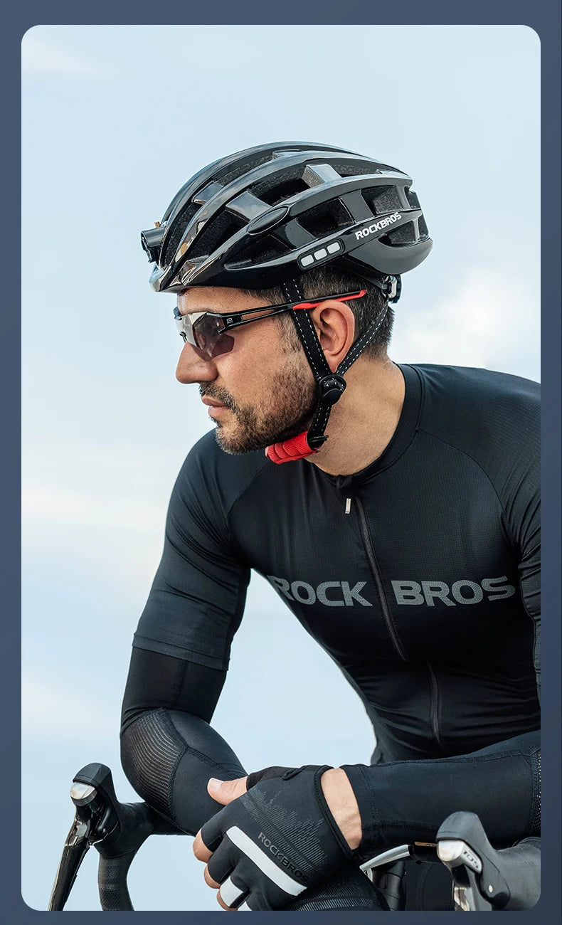 ROCKBROS Bike Headlamp Cycling Helmet Ultralight USB Charging Bicycle Light Helmet Sports Safety MTB Bike Cap For Men Women