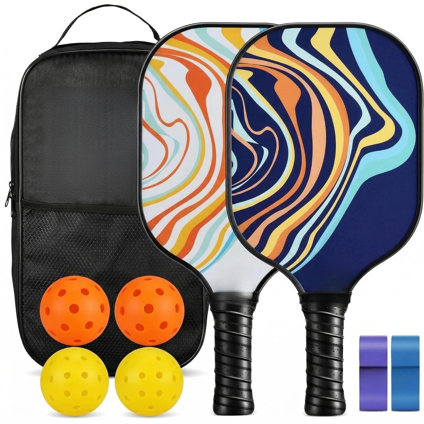 2 Pack 4 Pack USAPA Approved Fiberglass Pickleball Paddles Set With Polypropylene Honeycomb Core Lightweight Rackets Equipped With Pickleball Balls And Storage Carry Bag For Beginners Men Women Indoor Outdoor Court Training R