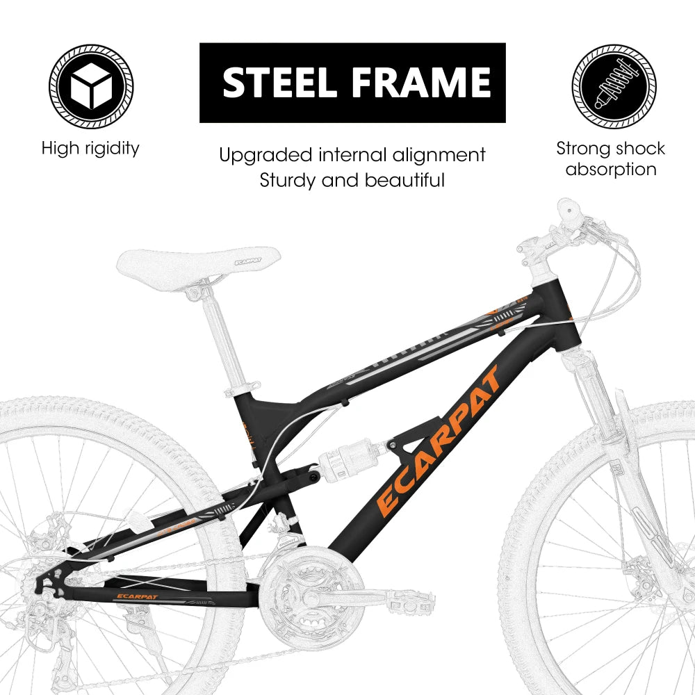 26 Inch Steel Frame Shock Fork Plus Shock Absorber 21-speed Unisex Mountain Bike