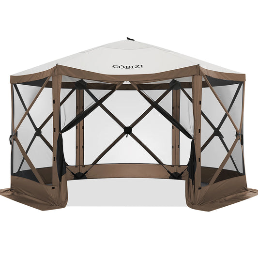12x12ft Pop up Gazebo Screen Tent with Mosquito Netting, 6 Sided Pop-up Canopy Shelter Tent