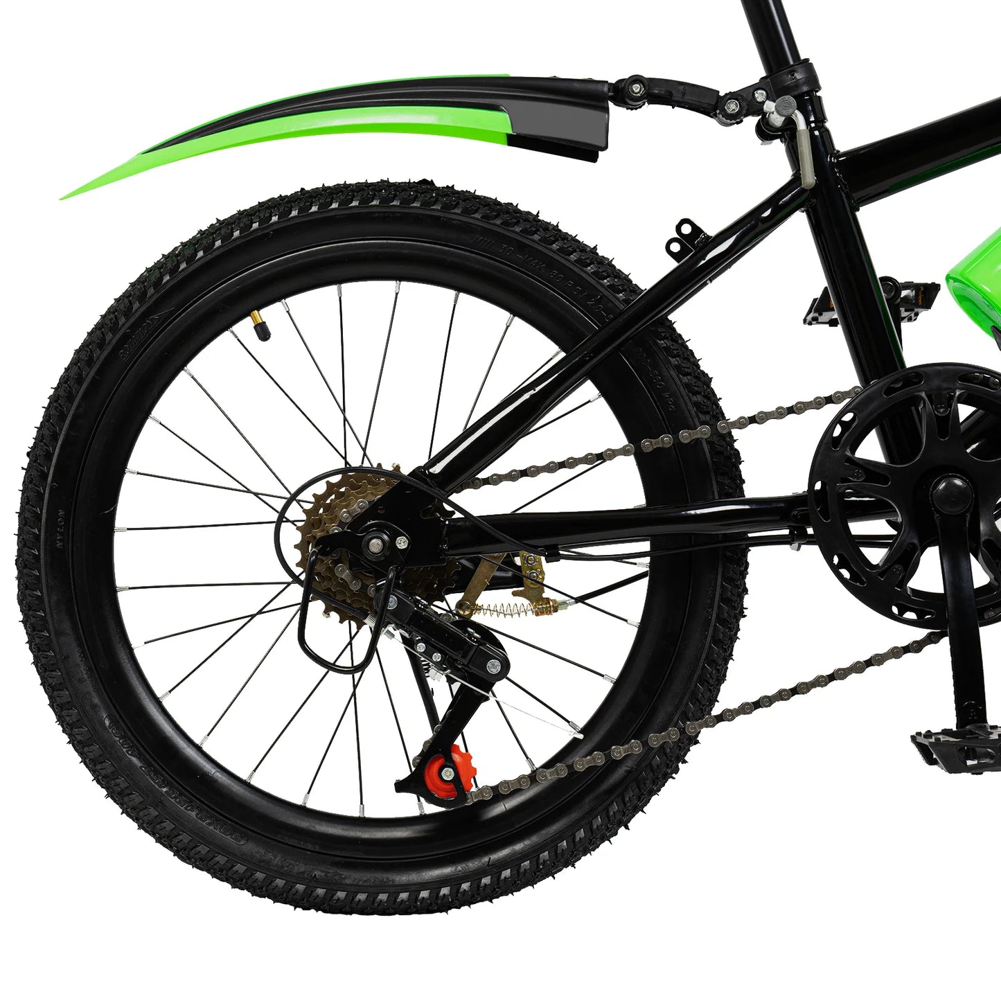 20 Inch Kids Mountain Bike,with Front and Rear Dual Brake,Height Adjustable Bicycle w/ Kettle and Holder & Compass Bell, Bicycle for Girls Boys Kids(Green)