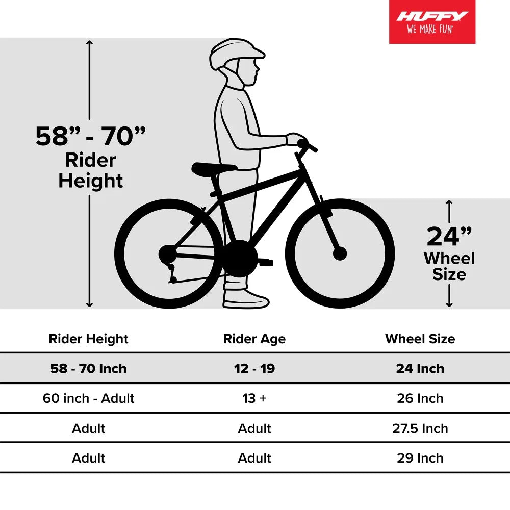 New Huffy Rock Creek Mountain Bike 24" Wheels Adults Ages 13+ Purple Lilac