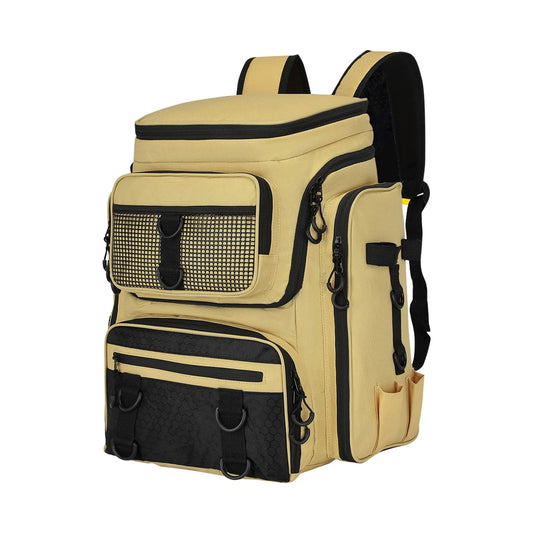 42L Large Fishing Backpack With Fishing Rod Rack & Tackle Box,  With Multiple Pockets