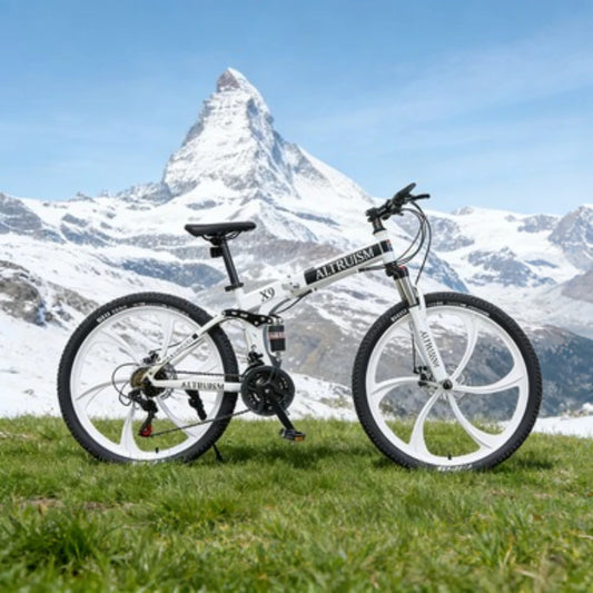 26 Inch Mountain Bike for Men & Women, 21 Speed Dual Suspension Adult Bicycle with Adjustable Disc Brake High Carbon Steel Frame