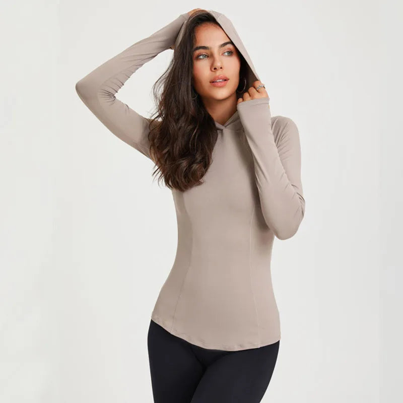 Women Long Sleeve Yoga Tops Autumn Winter Running Sports top Loose Gym Workout Training Blouse Outdoor Hiking Sportswear