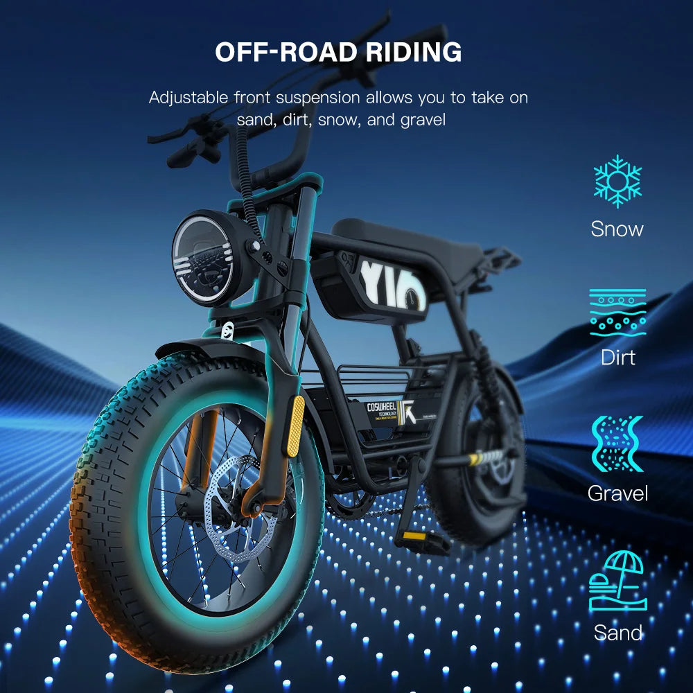 Coswheel Electric Bike1000W 48V 15AH Commuting E bike Y16 Fat Tire Mountain Electric Bike Adult Off-Road Electric bicycle