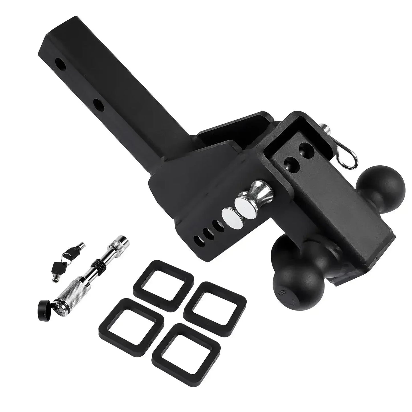 AP03 2" Receiver 6" Drop/Rise Adjustable Tow Hitch Tri Ball Mount 18500 lb Black