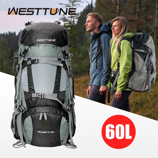 WESTTUNE 60L Explorer Internal Frame Backpack with Rain Cover for Hiking Camping Backpacking Travel