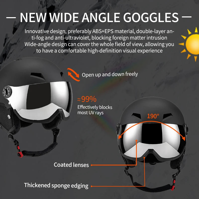 Eastinear's New Lightweight All-in-one Goggles Ski Helmet Men's and Women's Children's