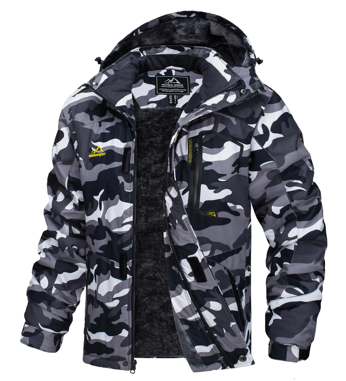 Men's Water-Resistant Ski Jacket Winter Fleece Lined Snow Coat Warm Windproof Outdoor Jacket
