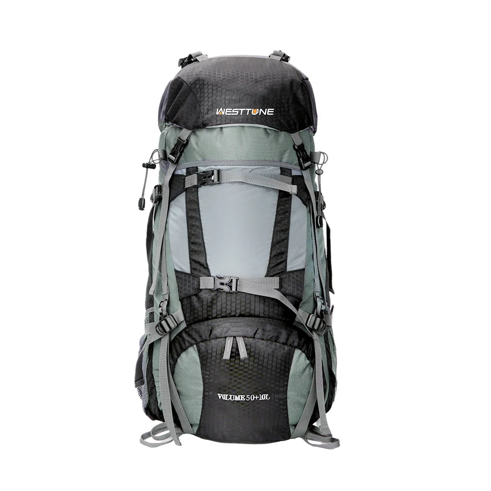 WESTTUNE 60L Explorer Internal Frame Backpack with Rain Cover for Hiking Camping Backpacking Travel