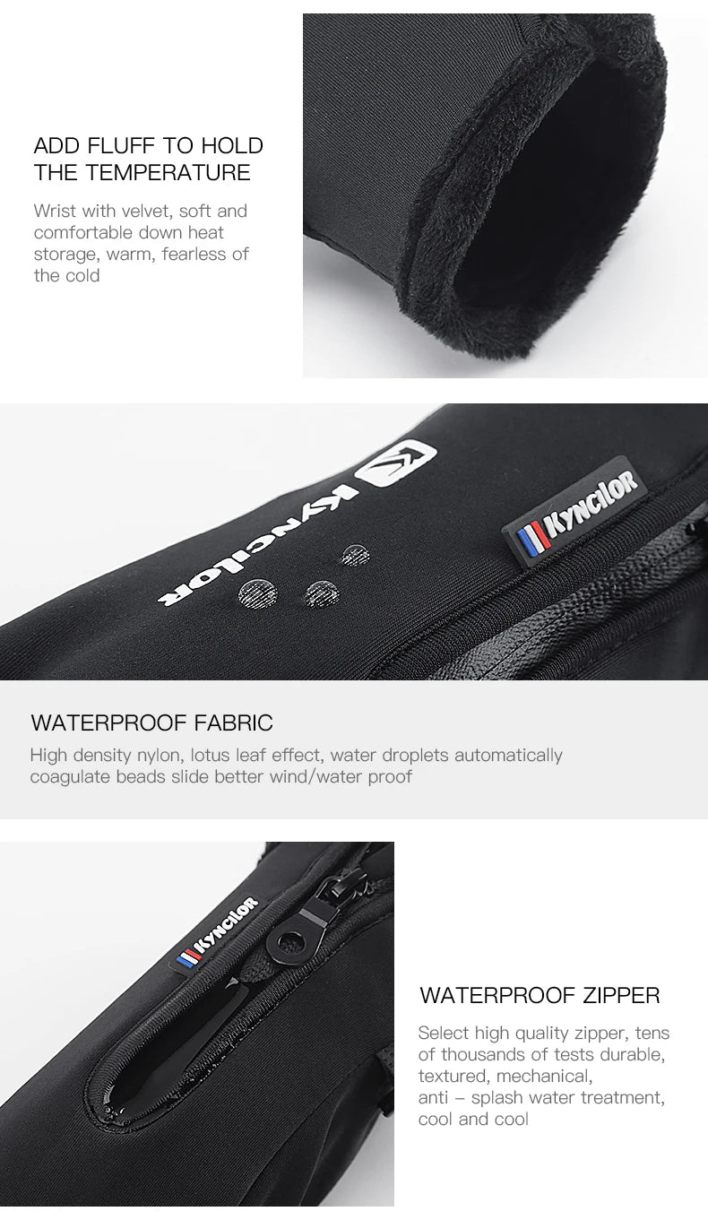 Zipper Winter Gloves for Men Women, Thermal Touchscreen Gloves Waterproof Windproof for Cycling, Skiing, Running & Cold Weather