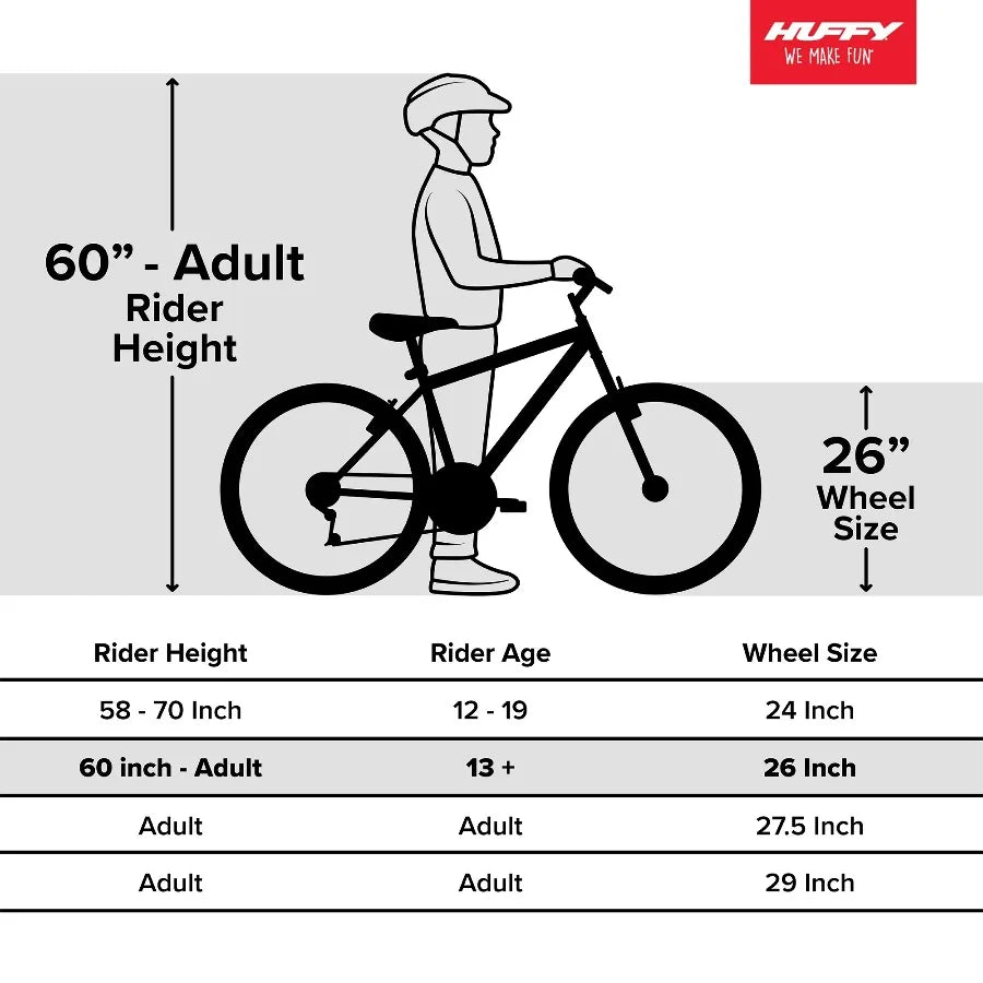 Huffy 26" Rock Creek Mountain Bike, Fits Riders 5'0"+, Mint, Adult, Women's Sturdy steel frame built for tackling rough trails.