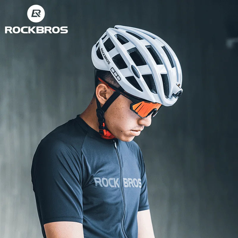 ROCKBROS Bike Headlamp Cycling Helmet Ultralight USB Charging Bicycle Light Helmet Sports Safety MTB Bike Cap For Men Women