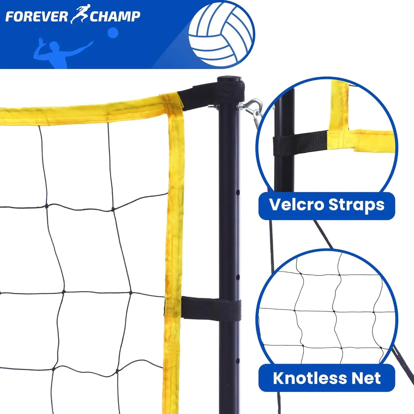 Portable Volleyball Net Set with Regulation Size Net, PU Ball, Carrying Bag, Poles & Pump for Outdoor Play