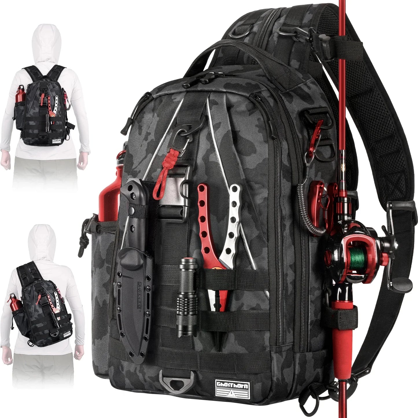 Fishing Backpack Tackle Sling  - Fishing Backpack with Rod Holder