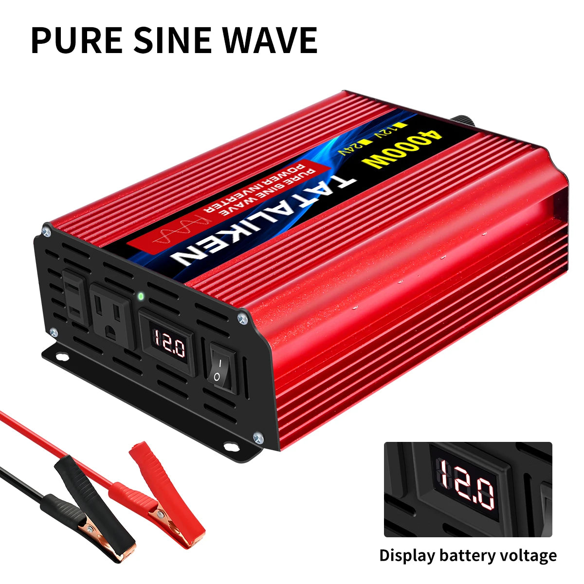 1600w-4500W 12V/24V to AC 110V 60Hz Pure Sine Wave Inverter Car Power Transformer  Voltage Portable  Converter with LED Display