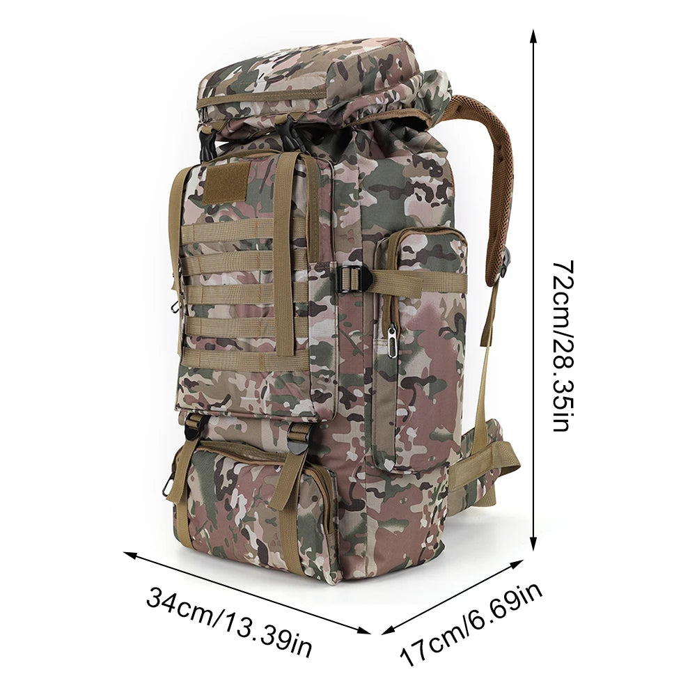80L Mountaineering Backpack 600D Oxford Cloth Trekking Backpack Multiple Pockets