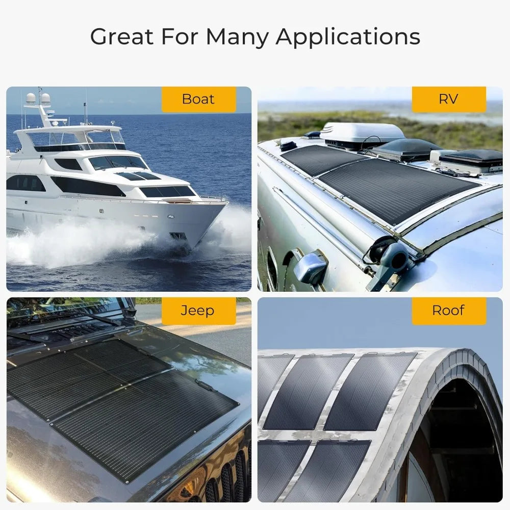 Glass Fiber Flexible Solar Panel, Portable and Bendable, 12V, 10BB Single Cell, Suitable for Camping and Household Use, 200 Watt