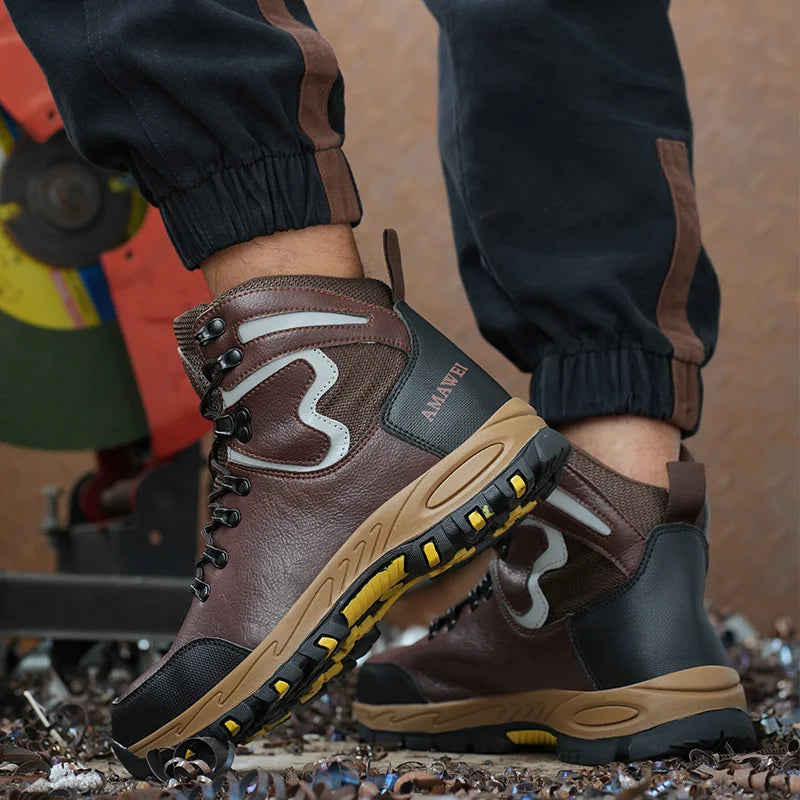 Widen Safety Boots Men Work Shoes Climbing Boots Steel Toe Anti-smash Anti-puncture Safety Shoes