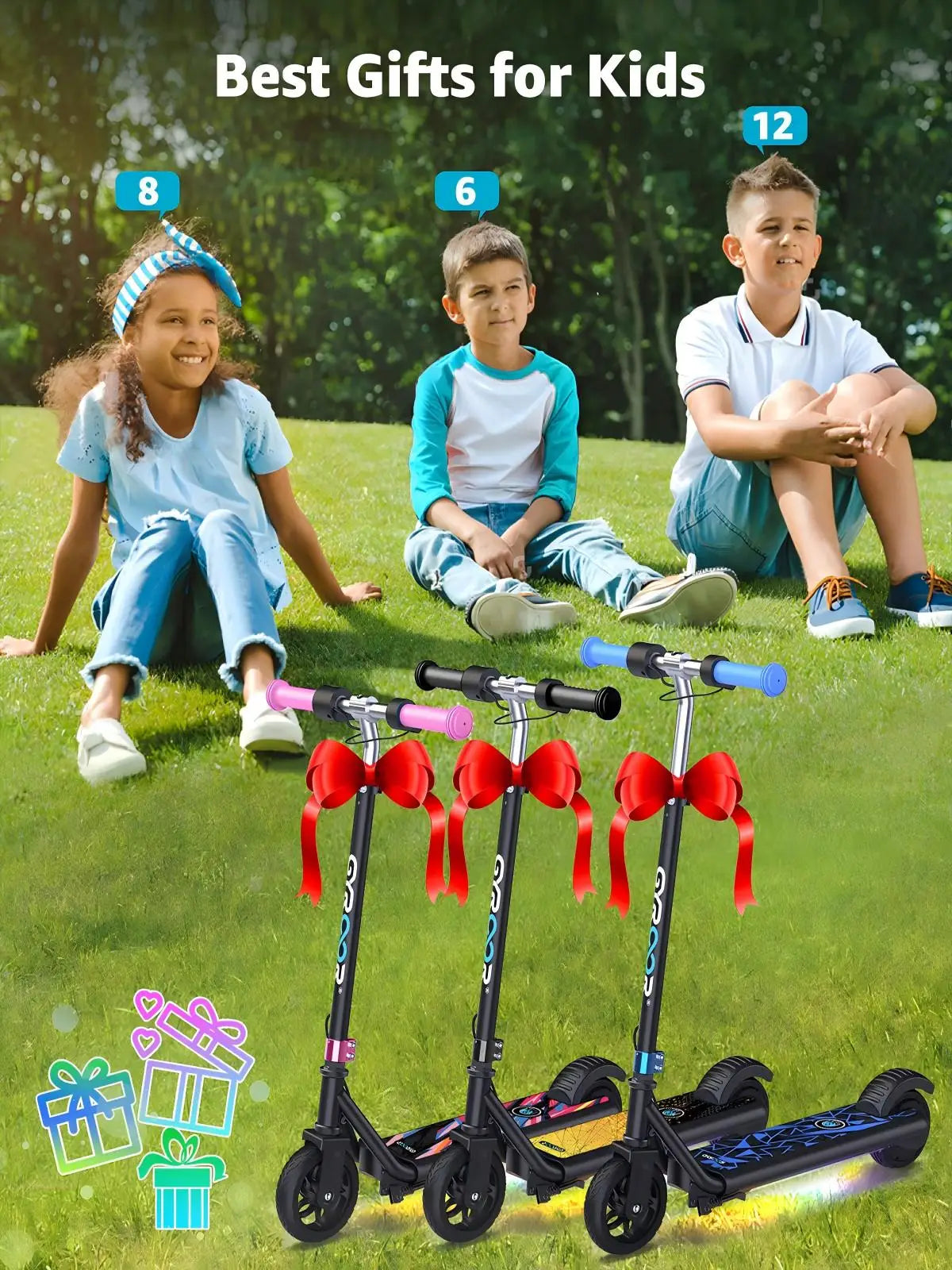 H30Max Electric Scooter for Kids, LED Dispaly, 150W Powerful Motor, Dual Brake System, Adjustable Height and Speed