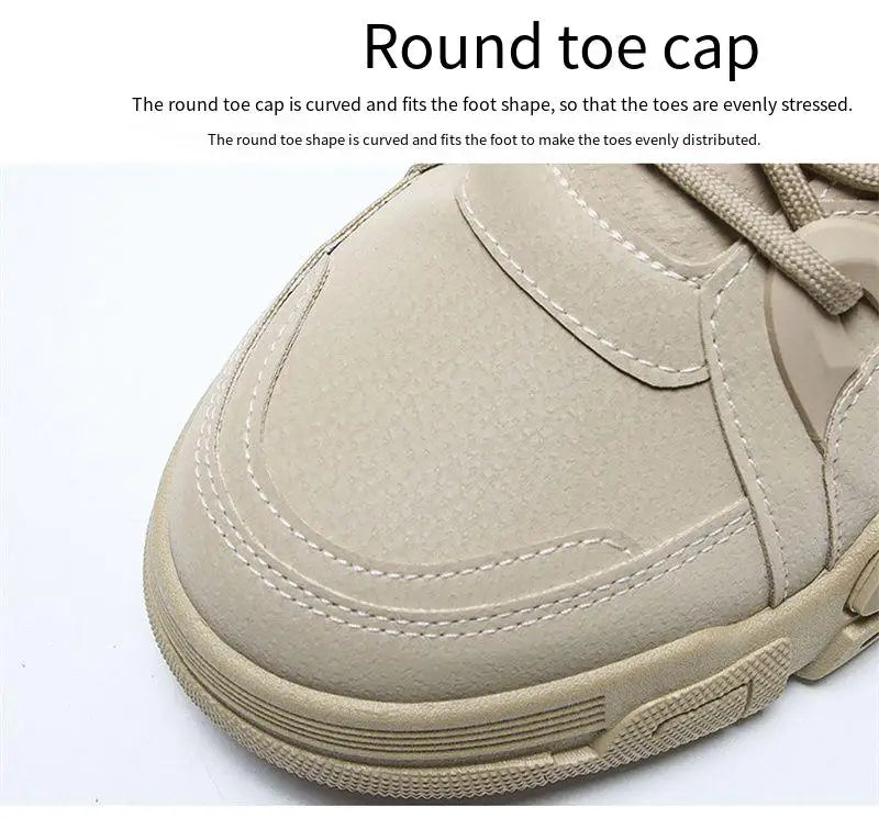 2024 Spring New Leisure Shoes for Men Outdoor Work Boots Trendy Fashion Leather Boots High Top