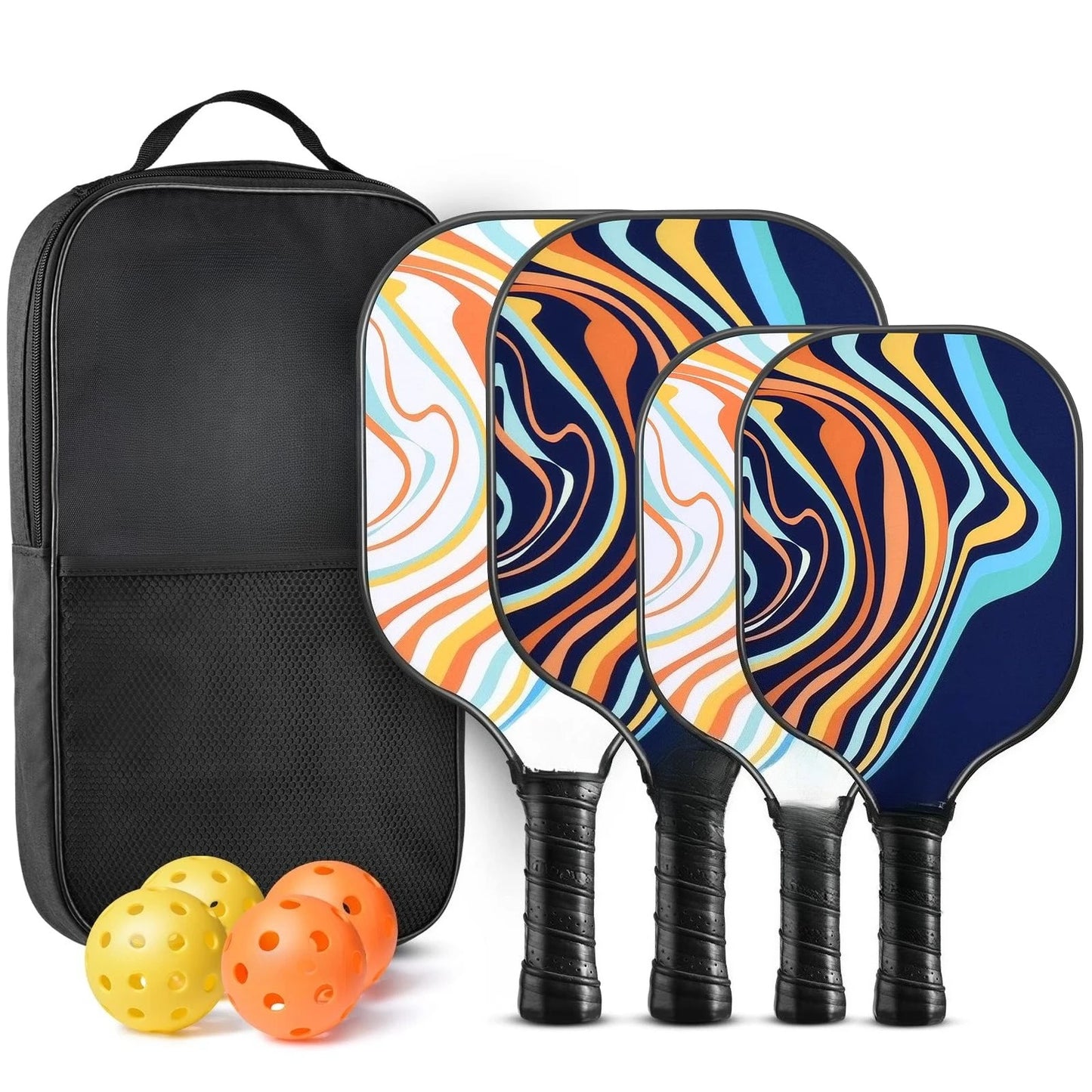 2 Pack 4 Pack USAPA Approved Fiberglass Pickleball Paddles Set With Polypropylene Honeycomb Core Lightweight Rackets Equipped With Pickleball Balls And Storage Carry Bag For Beginners Men Women Indoor Outdoor Court Training R