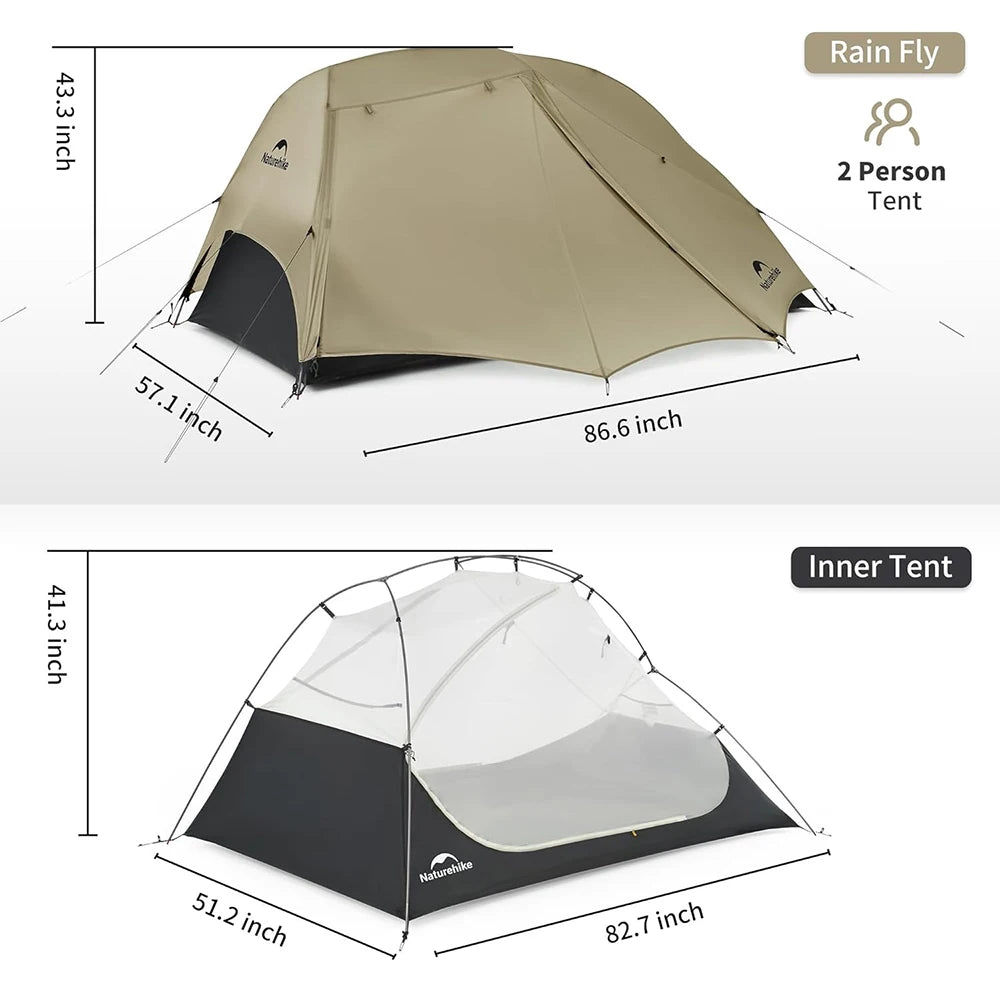 Naturehike Star River UL Camping Tent 2 People Tent 15D Nylon Ultralight Hiking Double Layer Backpacking Travel Tent 3 Seasons