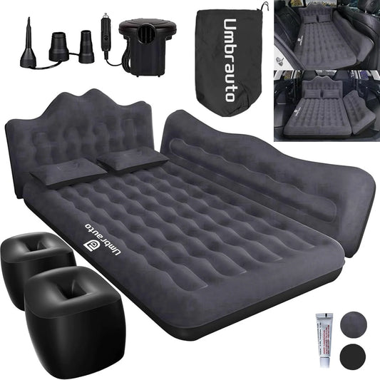 Inflatable Car Mattress Bed: SUV Camping Air Mattress with Pump & Pillows, Blow Up Car Sleeping Matt