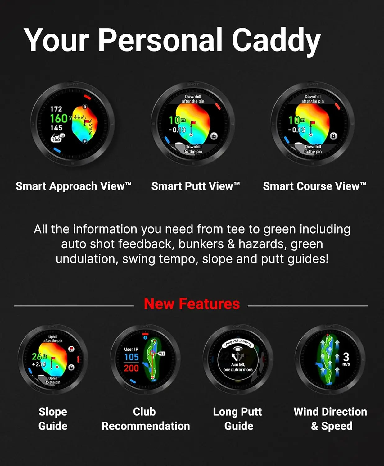 T11 PRO GPS Watch | Smart Golf Watch With Swing Analyzer, Course Preview, Wind Direction/Speed | Ideal Gifts for Men & Women