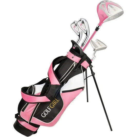 Pink Right-Handed Junior Girls Golf Set with Clubs and Bag
