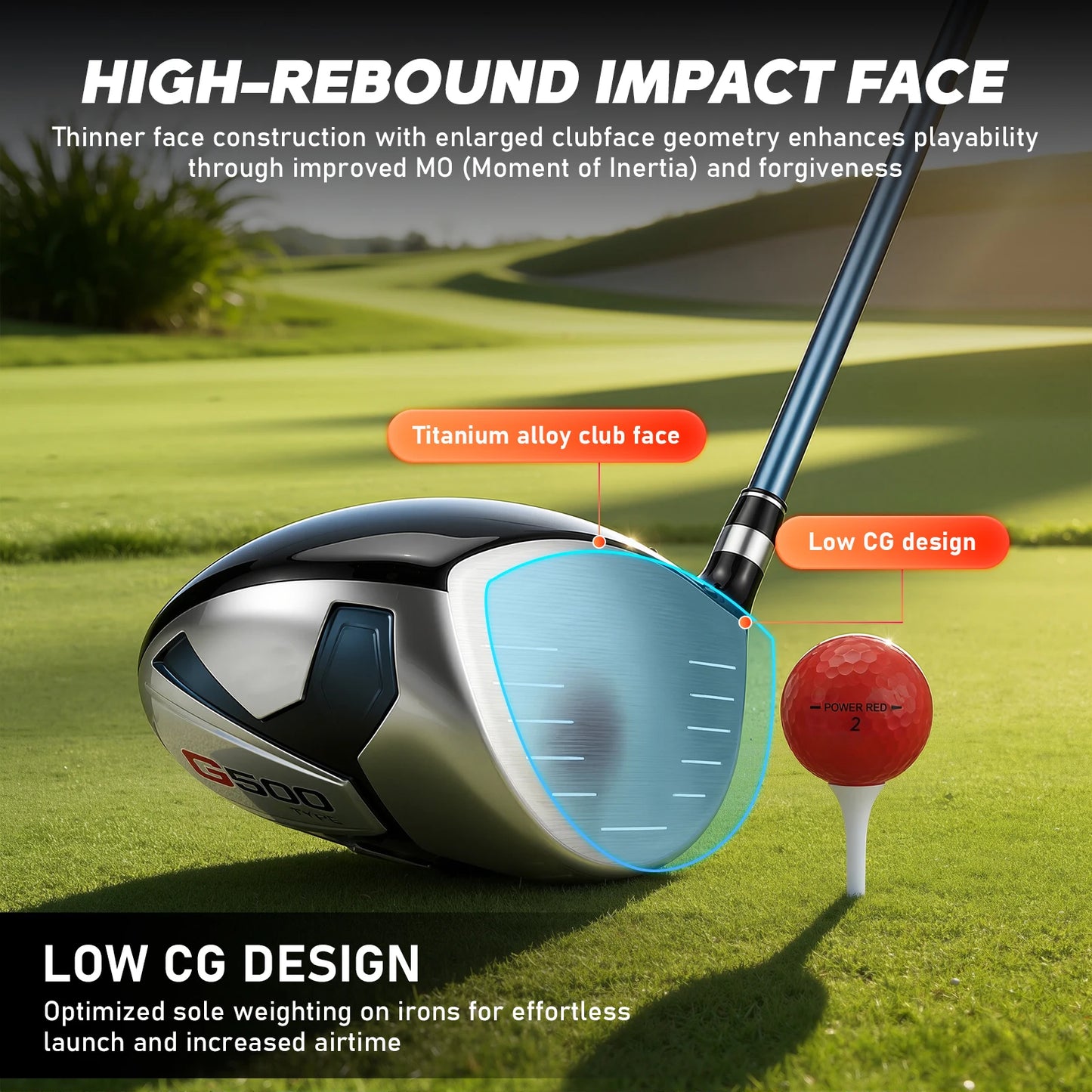 1 Set Men's Golf Club Set (3 Woods, 1 Hybrid Club, 6 Irons , 1 Pitching Wedge, 1 Putter), Including Golf Bag And 5 Club Covers, Specially Designed for Right-handed Golfers | Suitable for Beginners And Intermediate Players, Go
